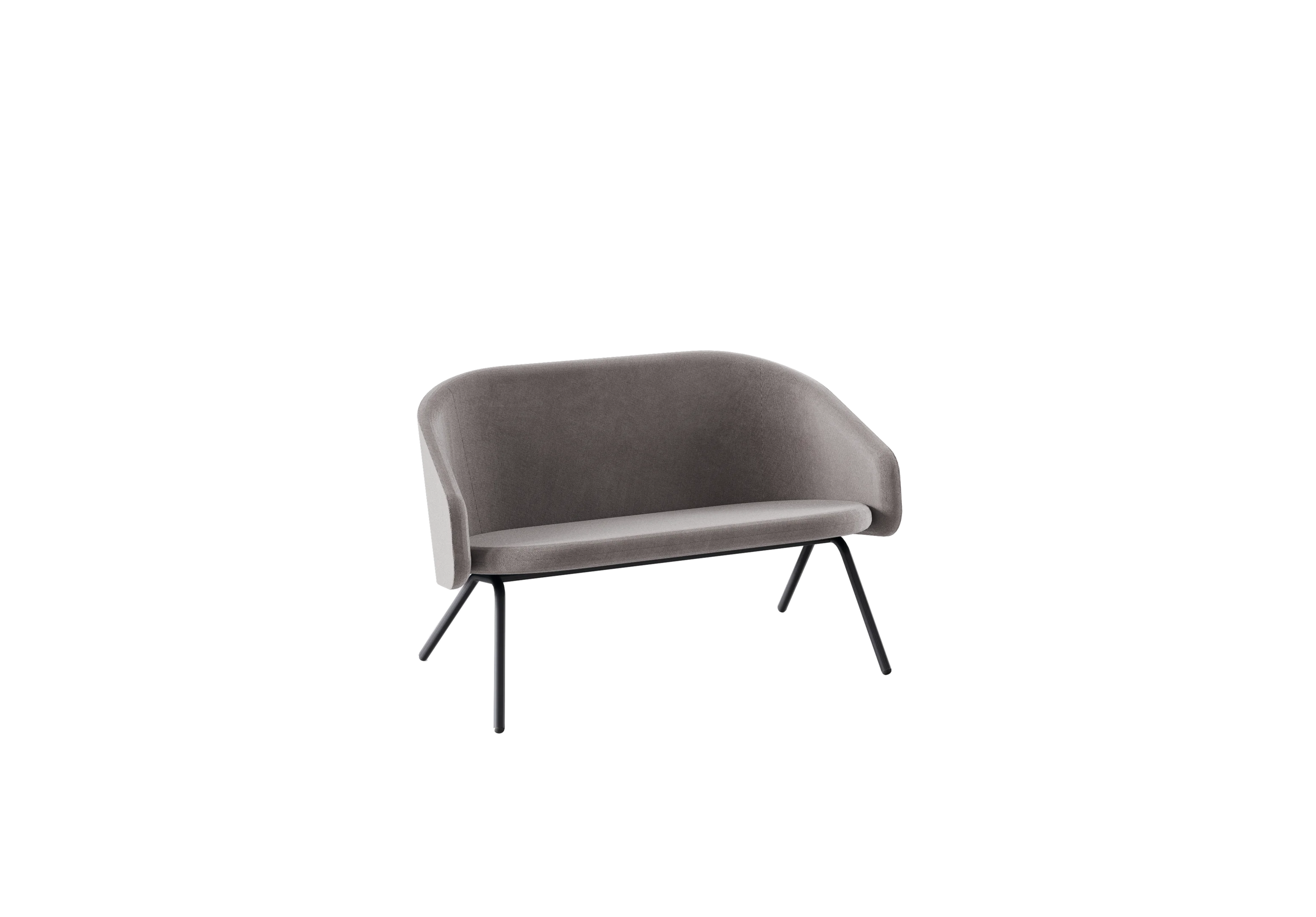 PLUM Диван 2-х местный, 502-b008, Ткань серо-коричневая, RAL 9005 Муар Черный
