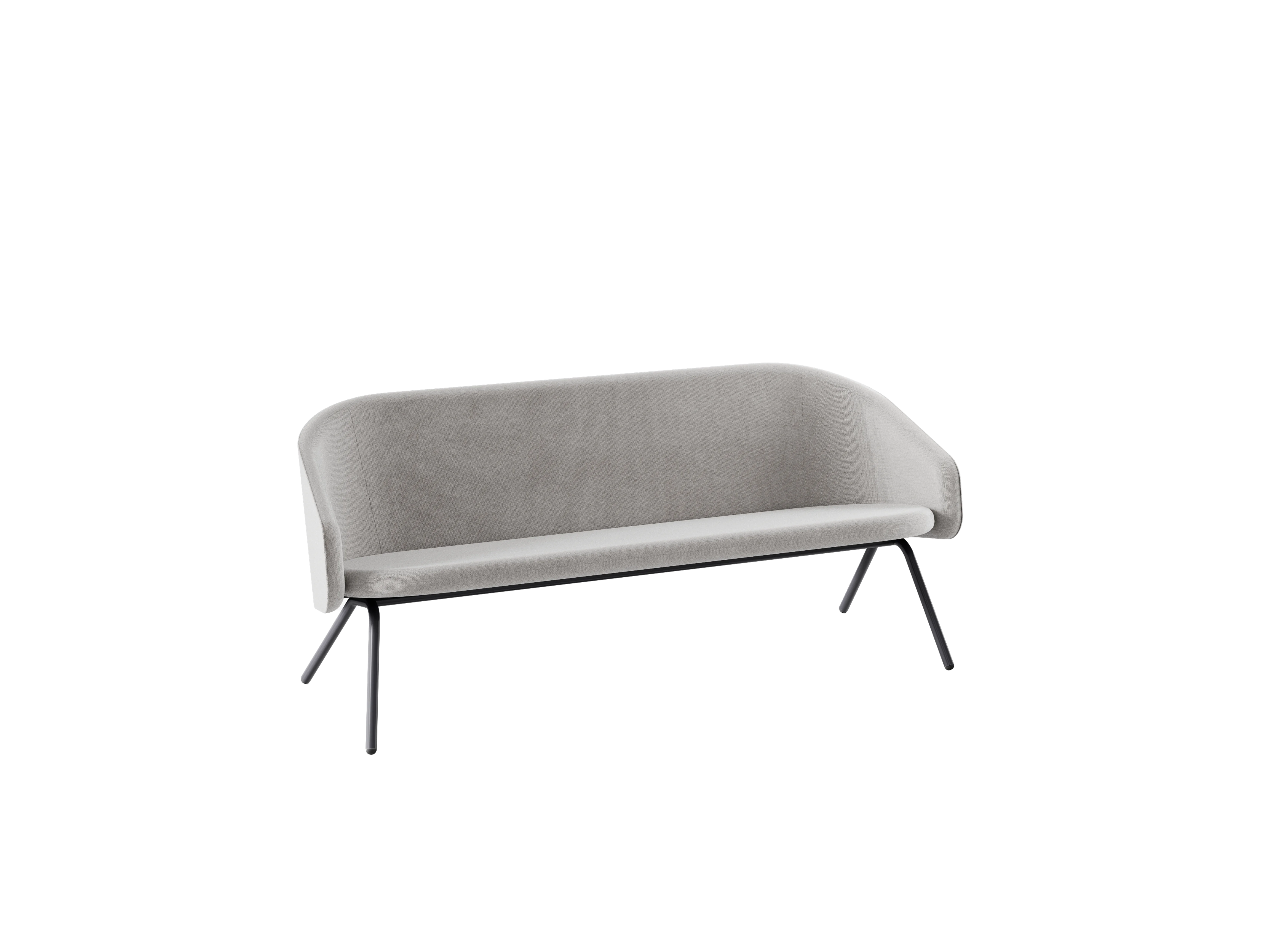 PLUM Диван 3-х местный, 502-b002, Ткань серая, RAL 9005 Муар Черный
