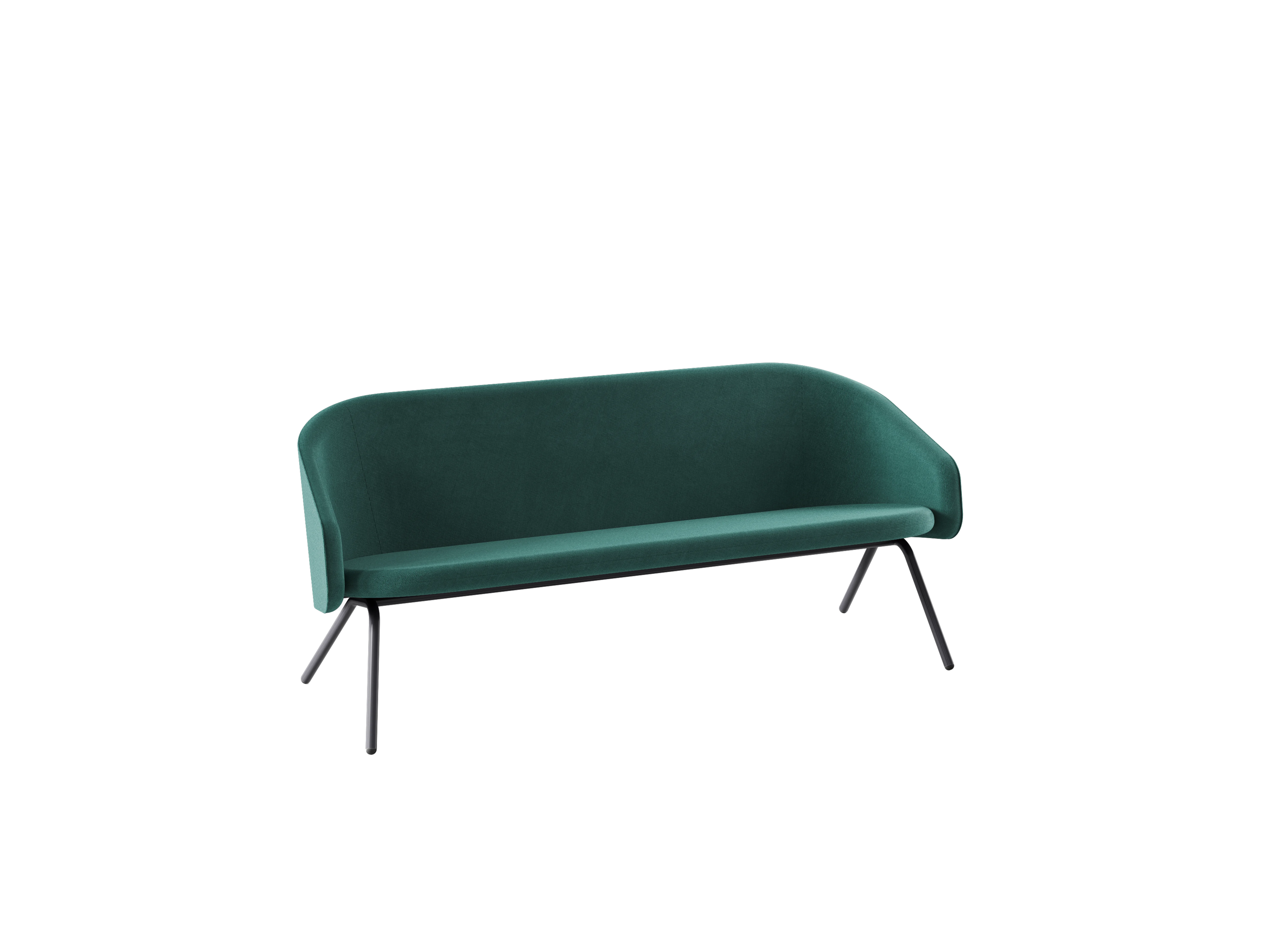 PLUM Диван 3-х местный, 502-b012, Ткань зелёная, RAL 9005 Муар Черный