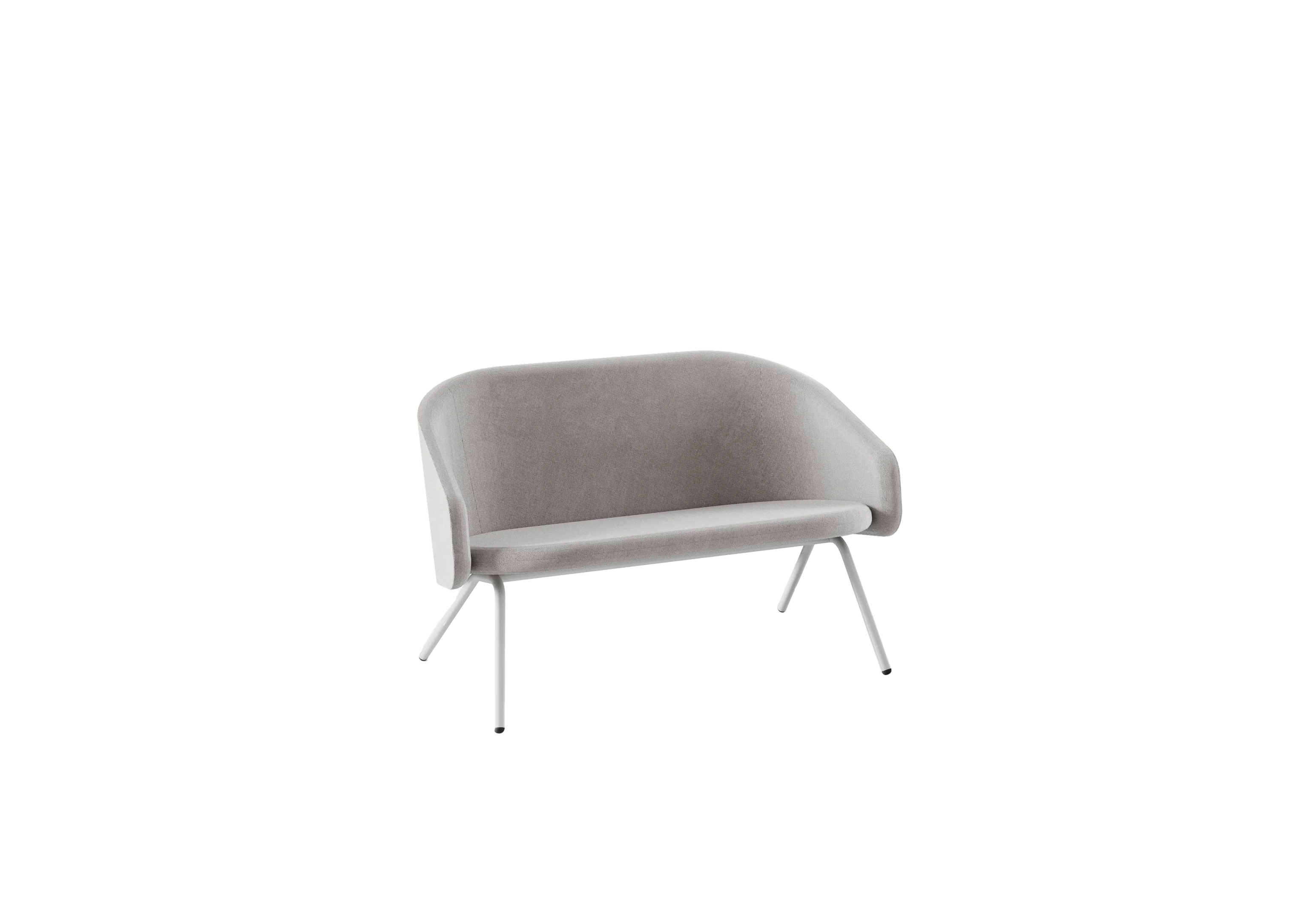 PLUM Диван 2-х местный, 501-b002, Ткань серая, RAL 9016 Муар Белый