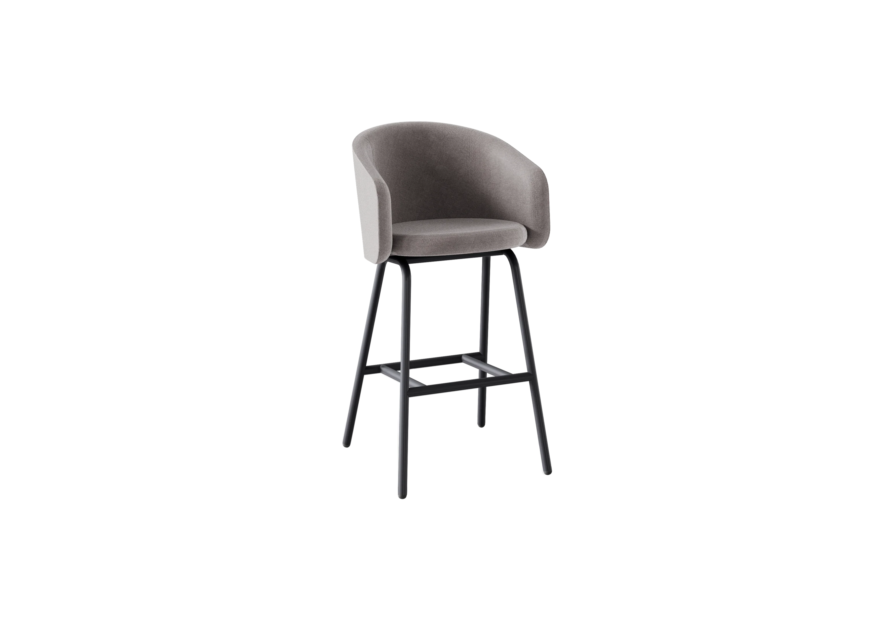 PLUM Стул барный, 502-b008, RAL 9005 Муар Черный, Ткань серо-коричневая
