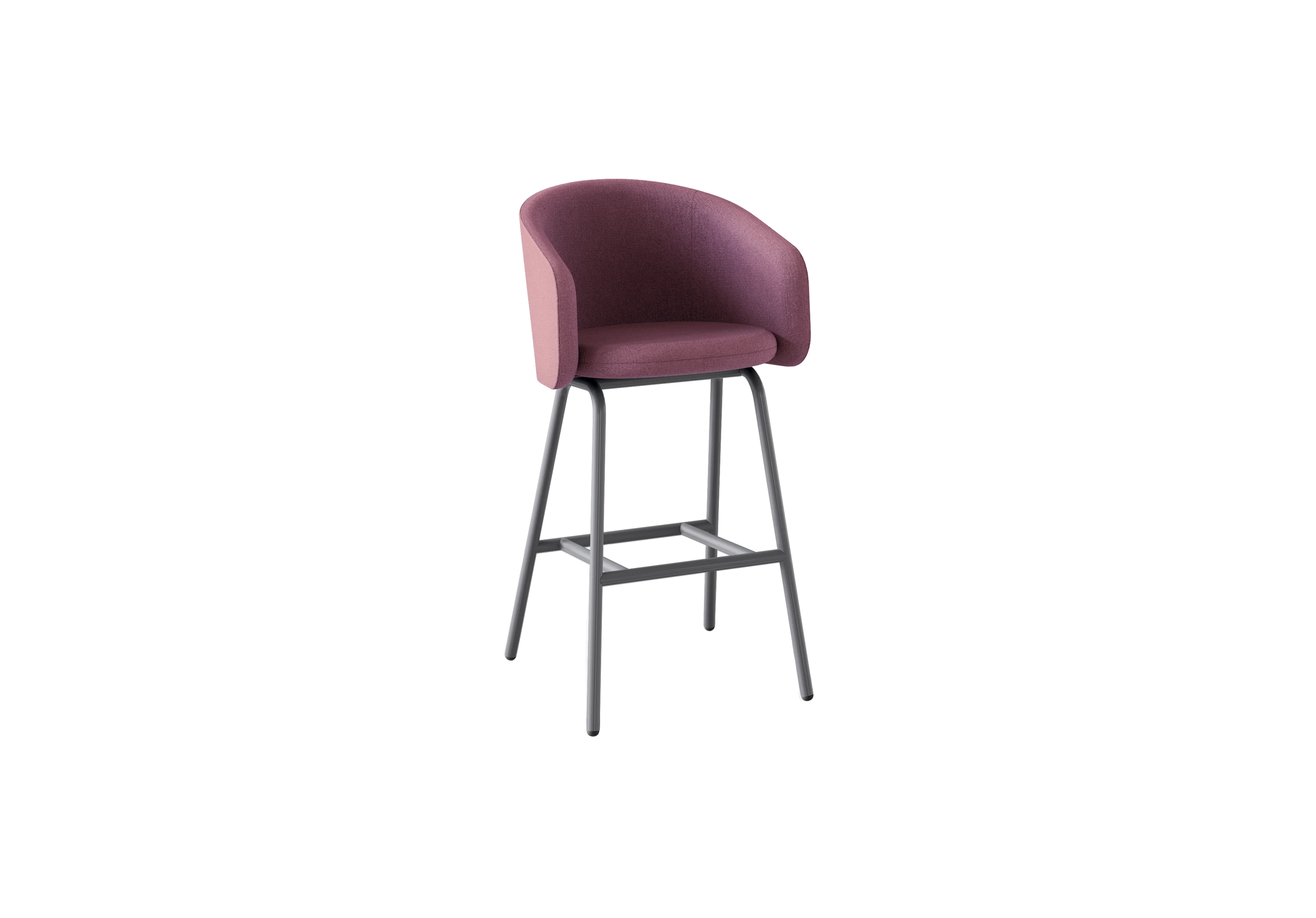 PLUM Стул барный, 503-a023, RAL 7024 Муар Графитовый, Ткань бордовая