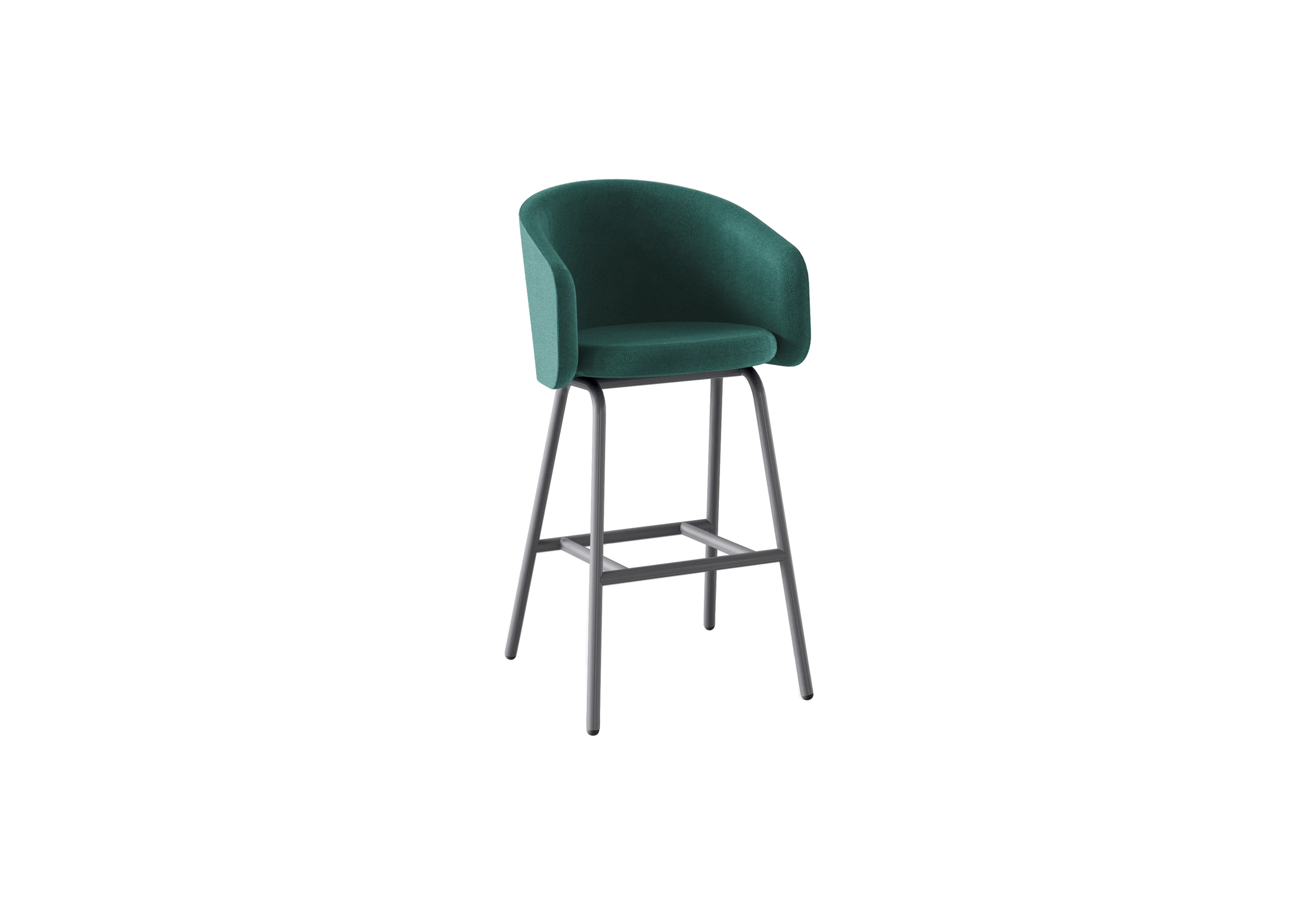 PLUM Стул барный, 503-b012, RAL 7024 Муар Графитовый, Ткань зелёная