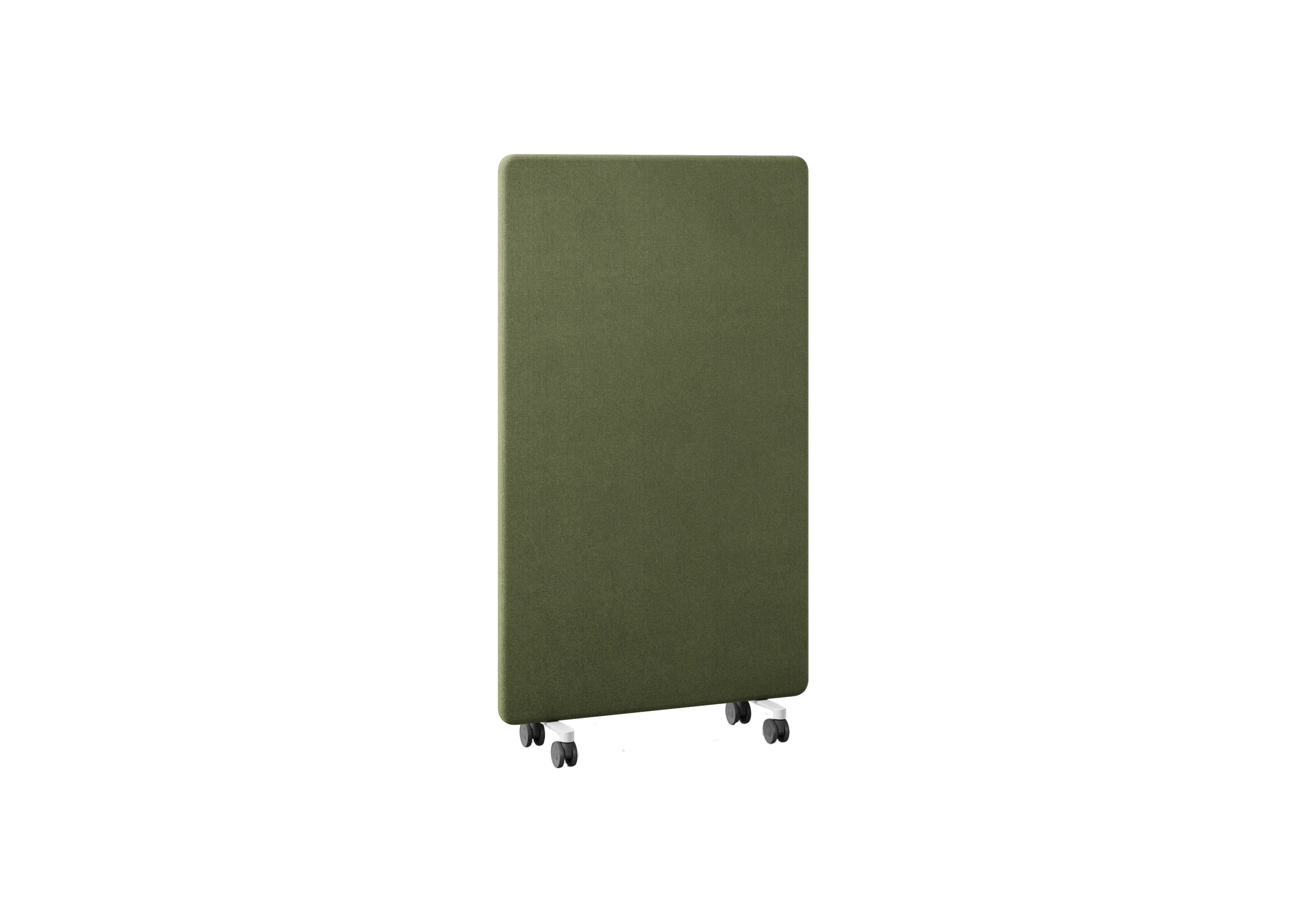 Панель 100х165 WALLY на колёсиках, 501-a012, RAL 9016 Белый Ткань зелёная