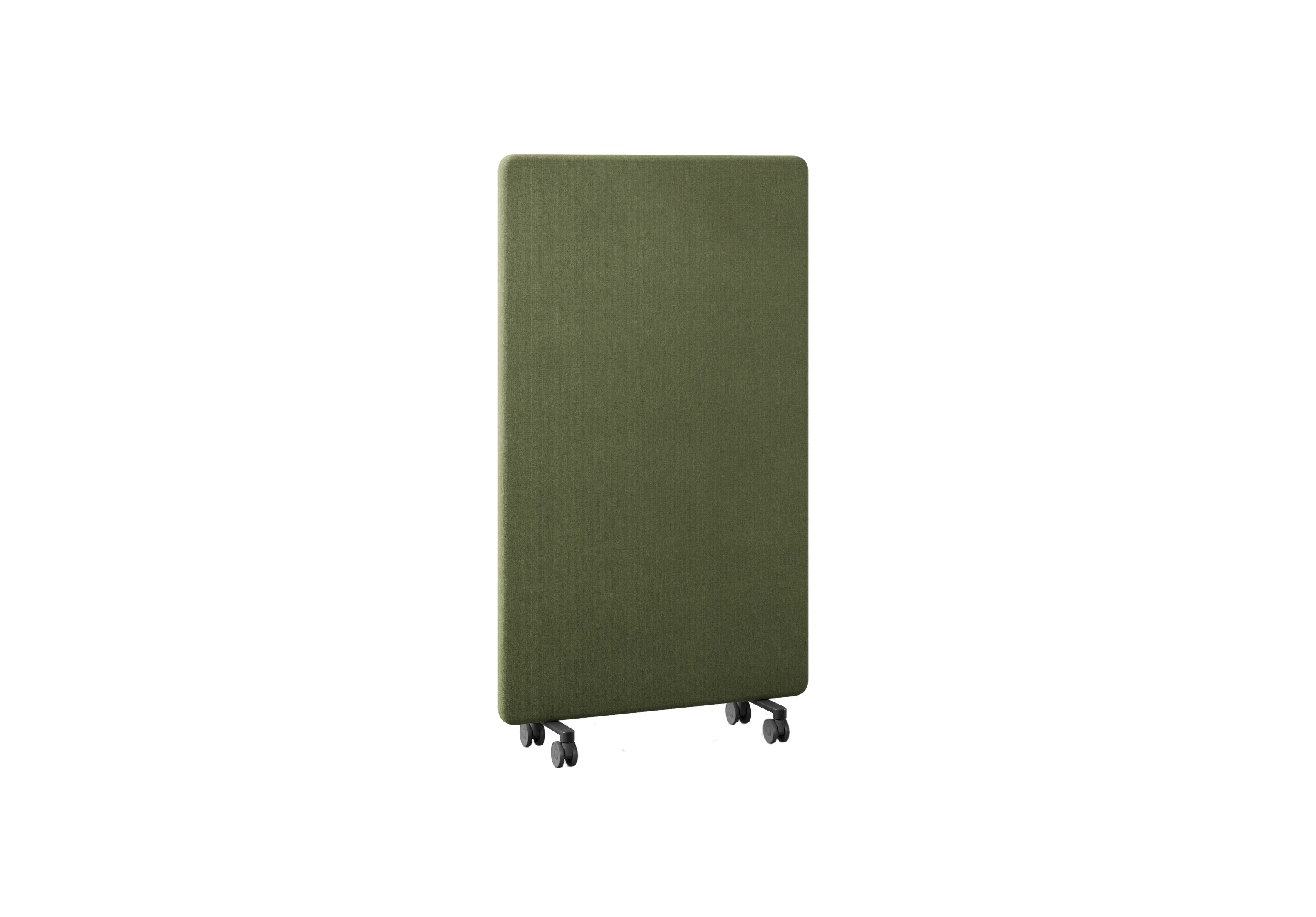 Панель 100х165 WALLY на колёсиках, 502-a012, RAL 9005 Муар Чёрный, Ткань зелёная