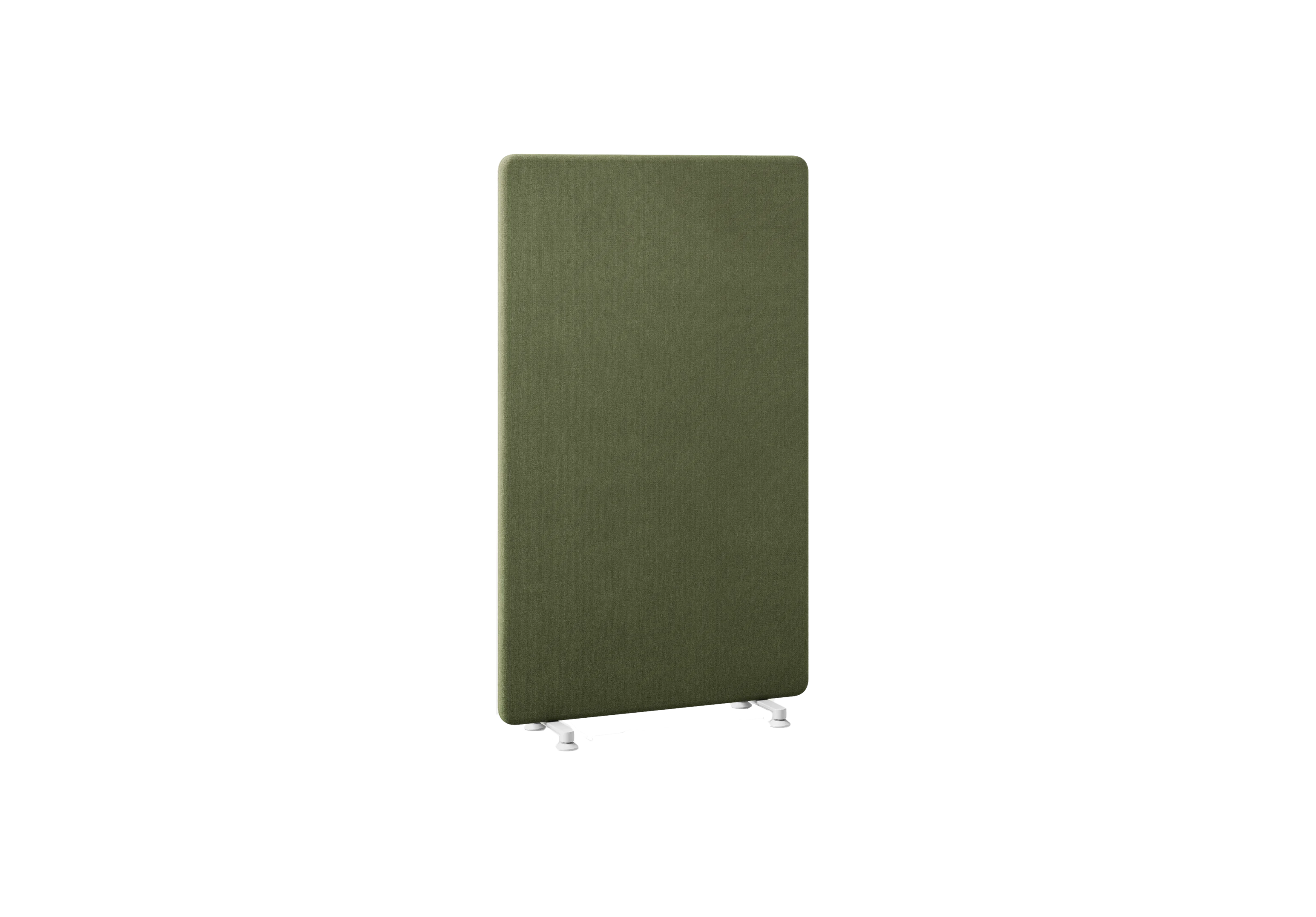 Панель 100х165 WALLY на широких ножках, 501-a012, RAL 9016 Белый, Ткань зелёная