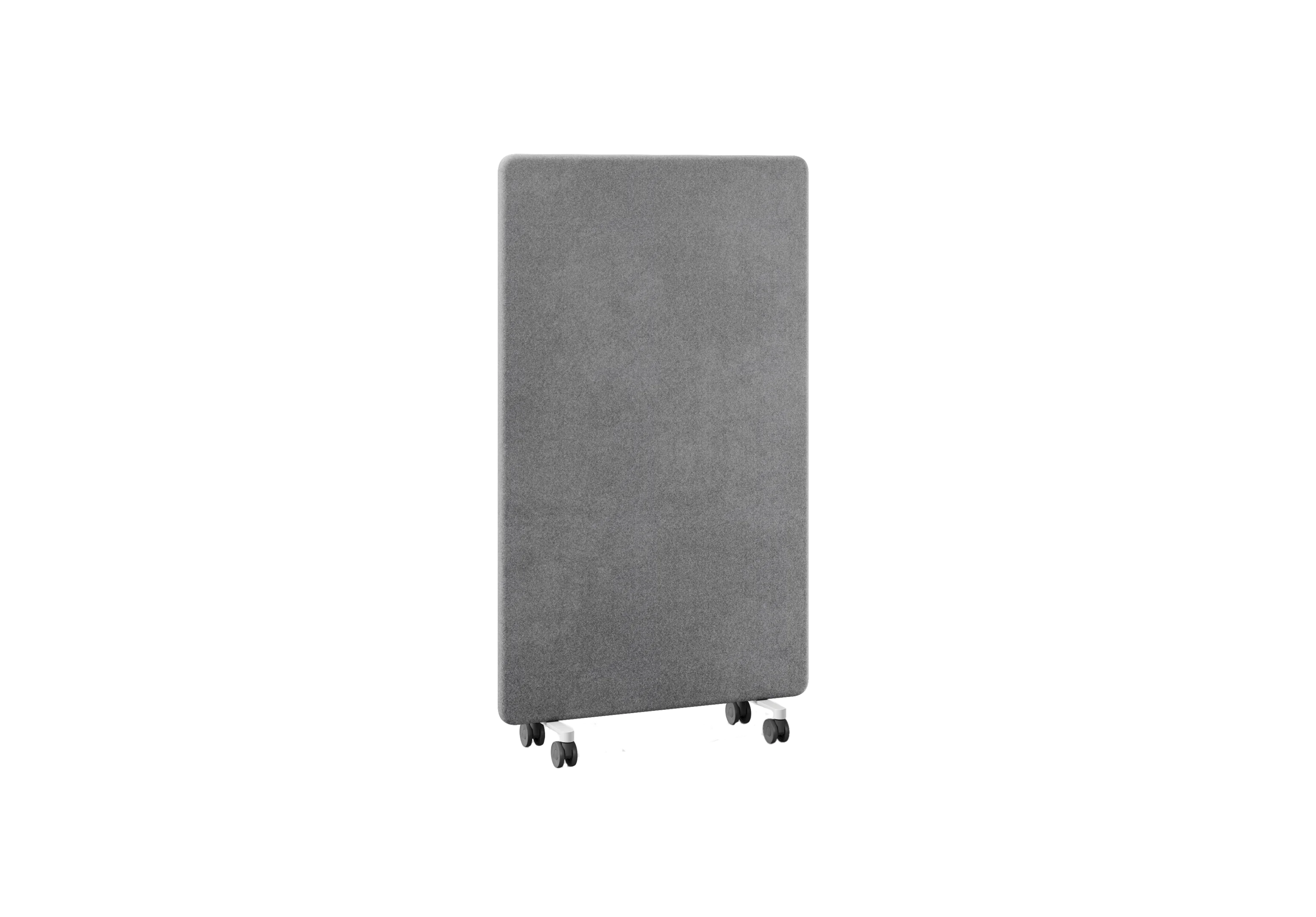 Панель 100х165 WALLY на колёсиках, 501-d001, RAL 9016 Белый Ткань шерсть серая 