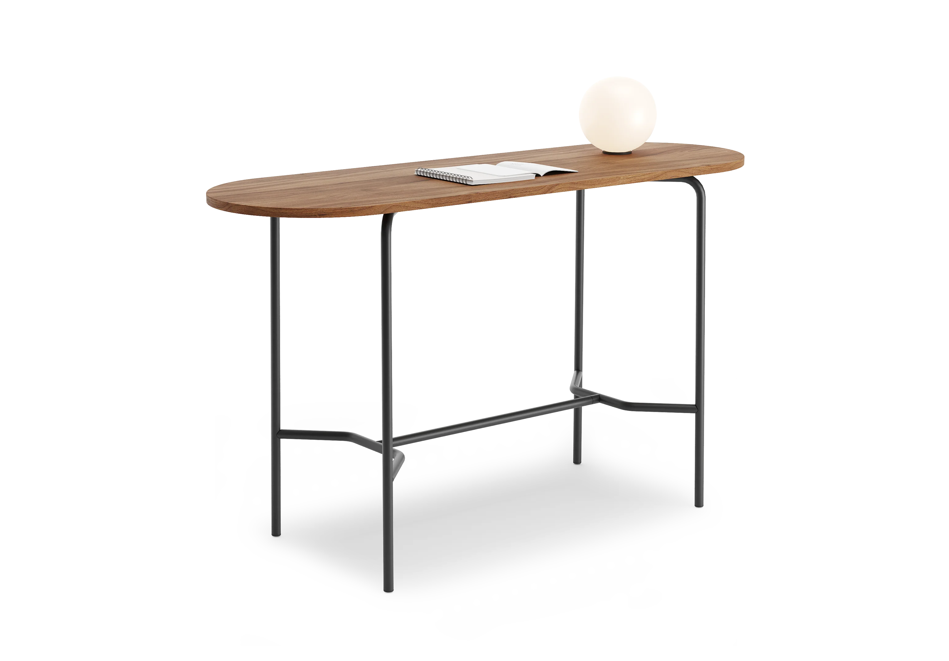 Стол барный GIBKO овальный RAL 9005, Орех Дижон натуральный