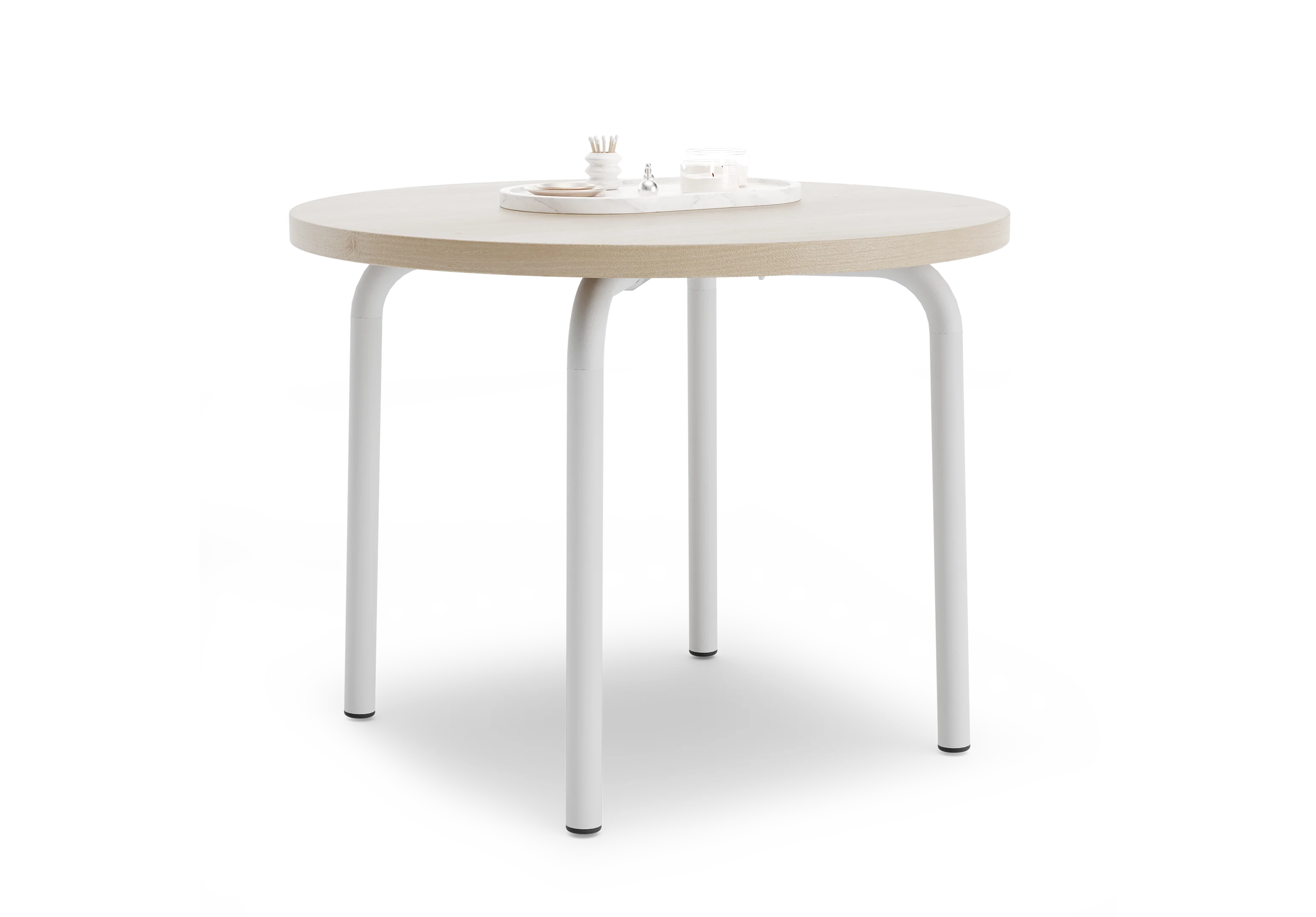 Стол низкий круглый GIBKO 85х85 RAL 9016, Акация Лэйклэнд