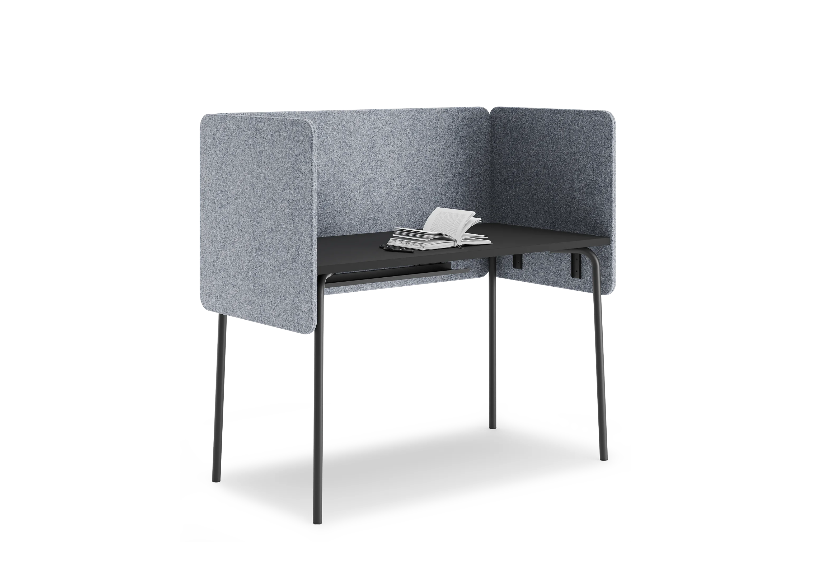 Стол прямоугольный GIBKO с экранами 140х60 RAL 9005, Муар чёрный