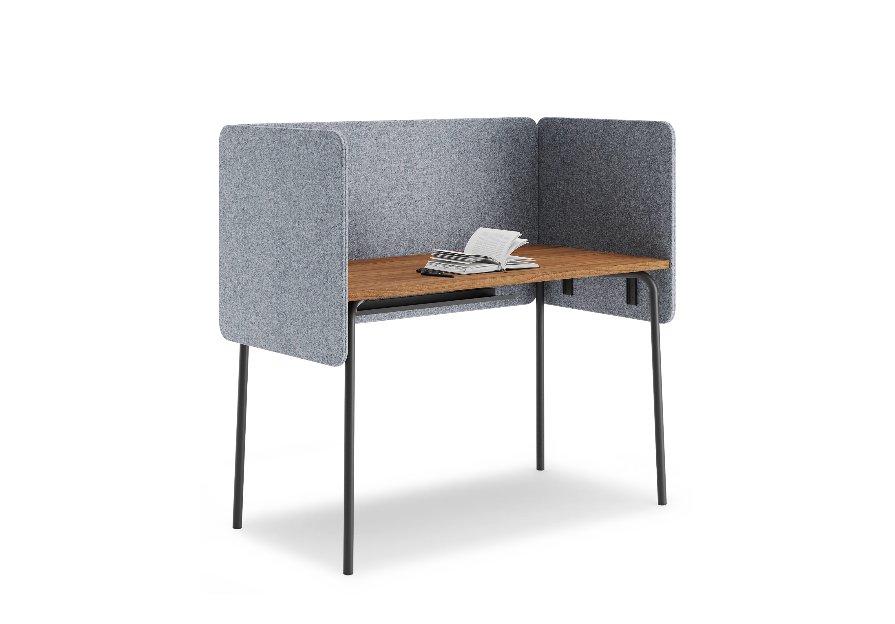 Стол прямоугольный GIBKO с экранами 140х60 RAL 9005, Орех Дижон натуральный