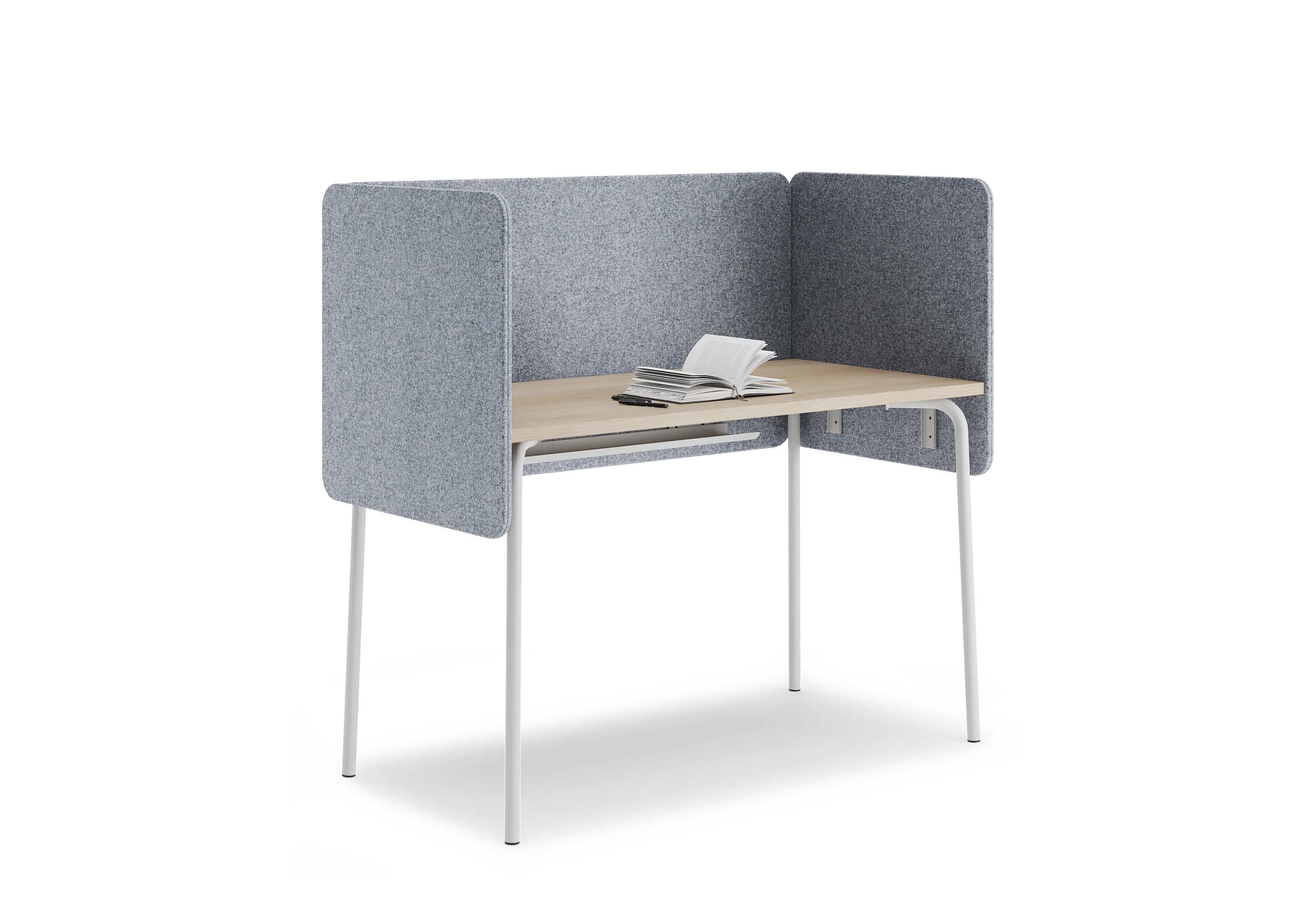 Стол прямоугольный GIBKO с экранами 140х60 RAL 9016, Акация Лэйклэнд