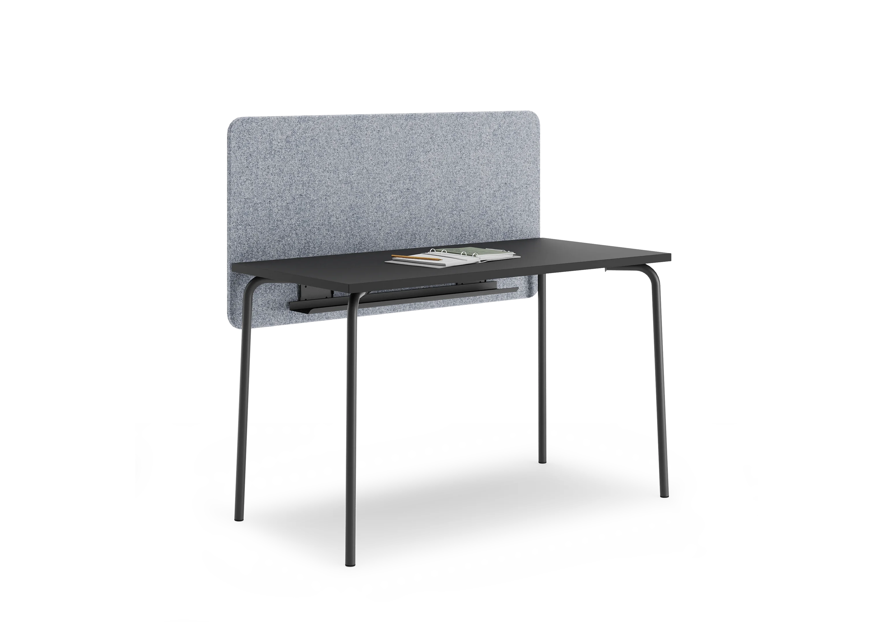 Стол прямоугольный GIBKO с экраном 120х60 RAL 9005, Муар чёрный