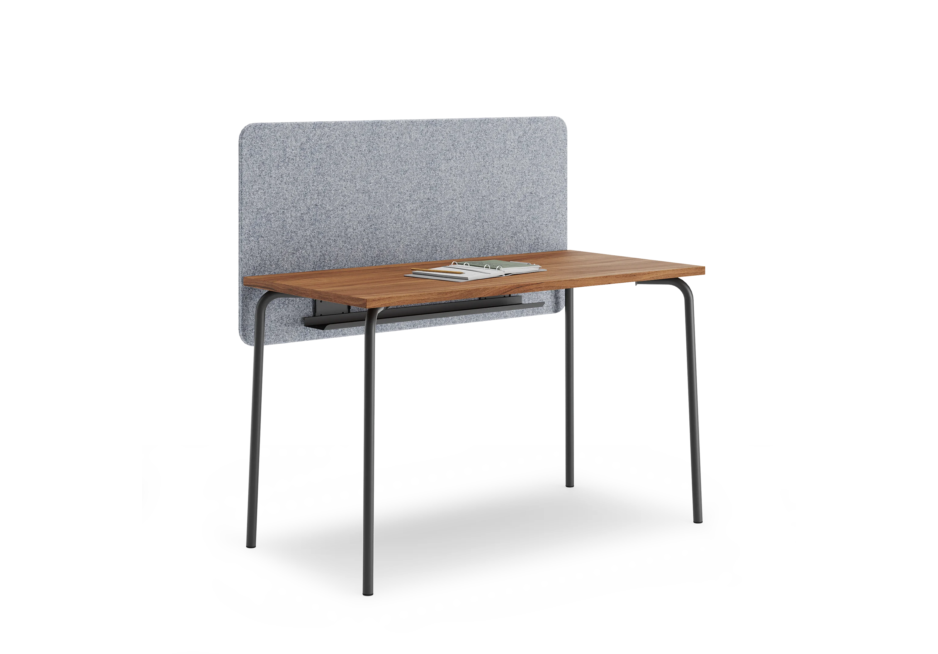 Стол прямоугольный GIBKO с экраном 120х60 RAL 9005, Орех Дижон натуральный