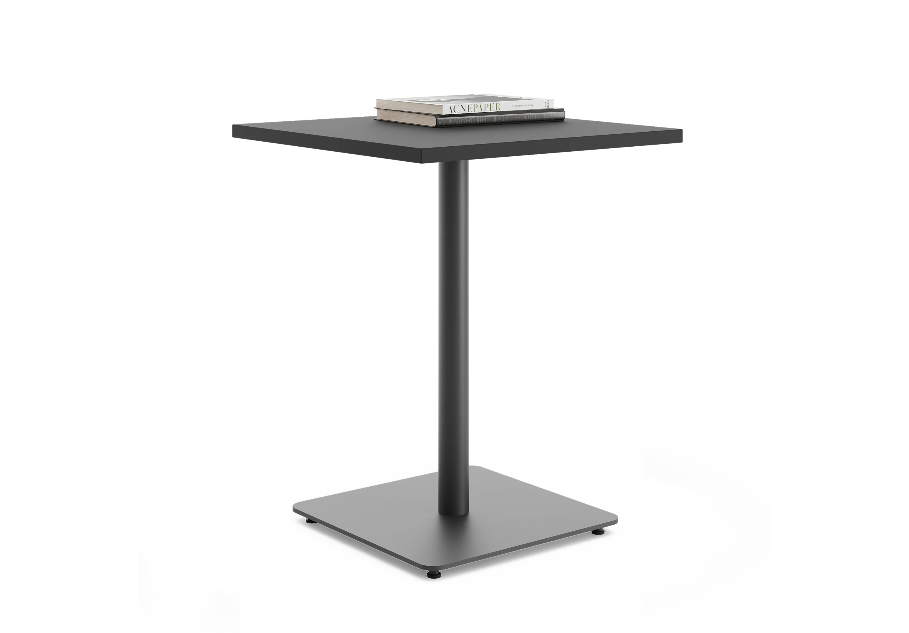 Стол квадратный PROSTO на центральной опоре RAL 9005, Муар чёрный