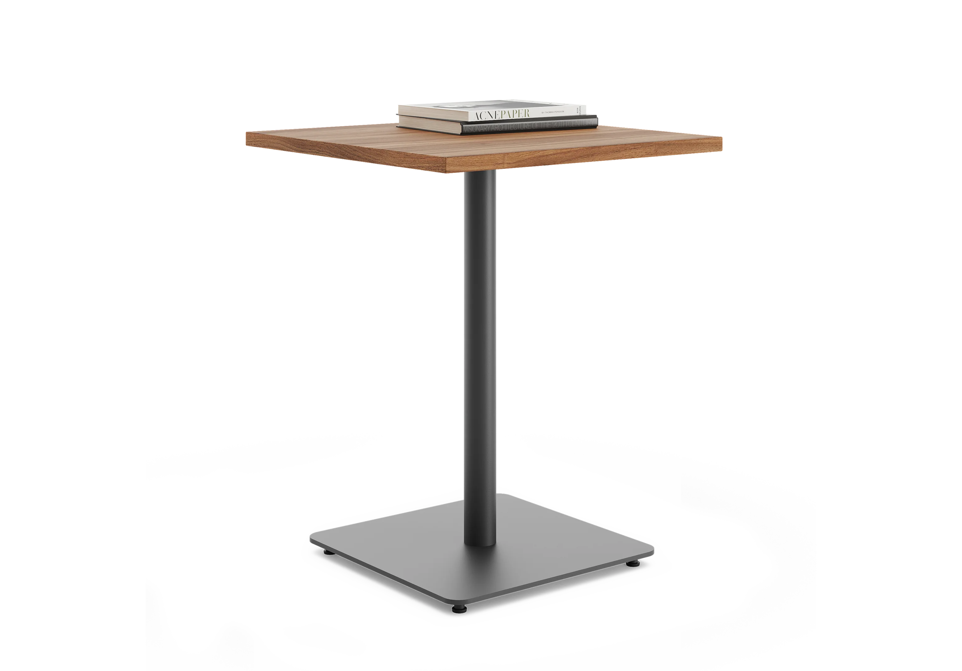 Стол квадратный PROSTO на центральной опоре RAL 9005, Орех Дижон натуральный