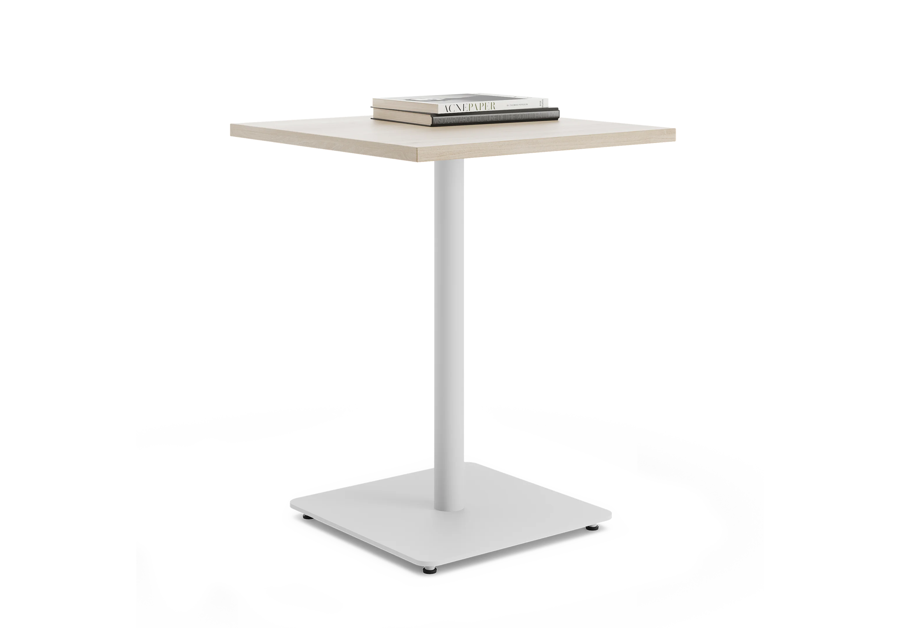 Стол квадратный PROSTO на центральной опоре RAL 9016, Акация Лэйклэнд