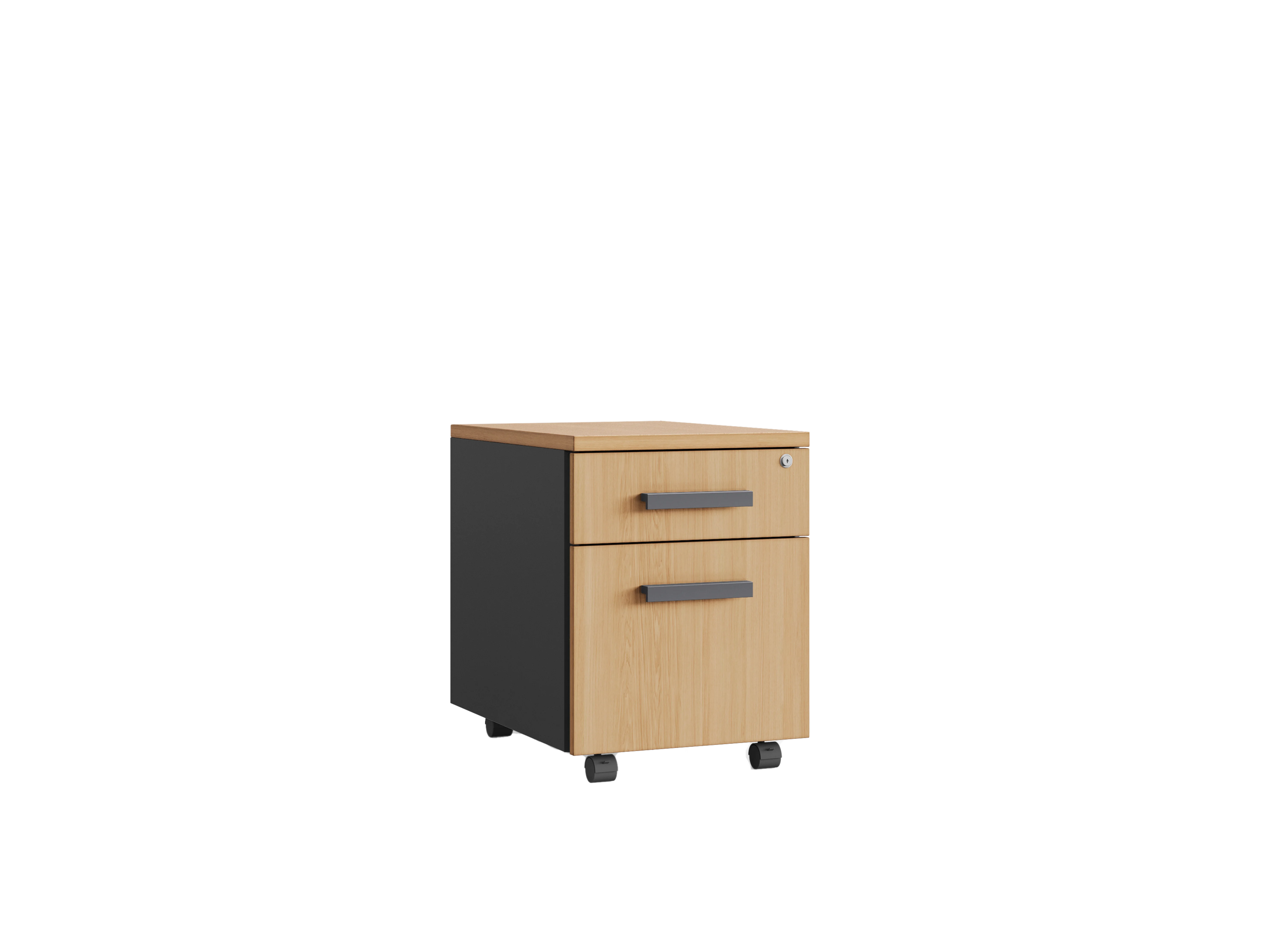 Тумба офисная PUMBA S2 (с ручками) RAL 7024, Гикори натуральный
