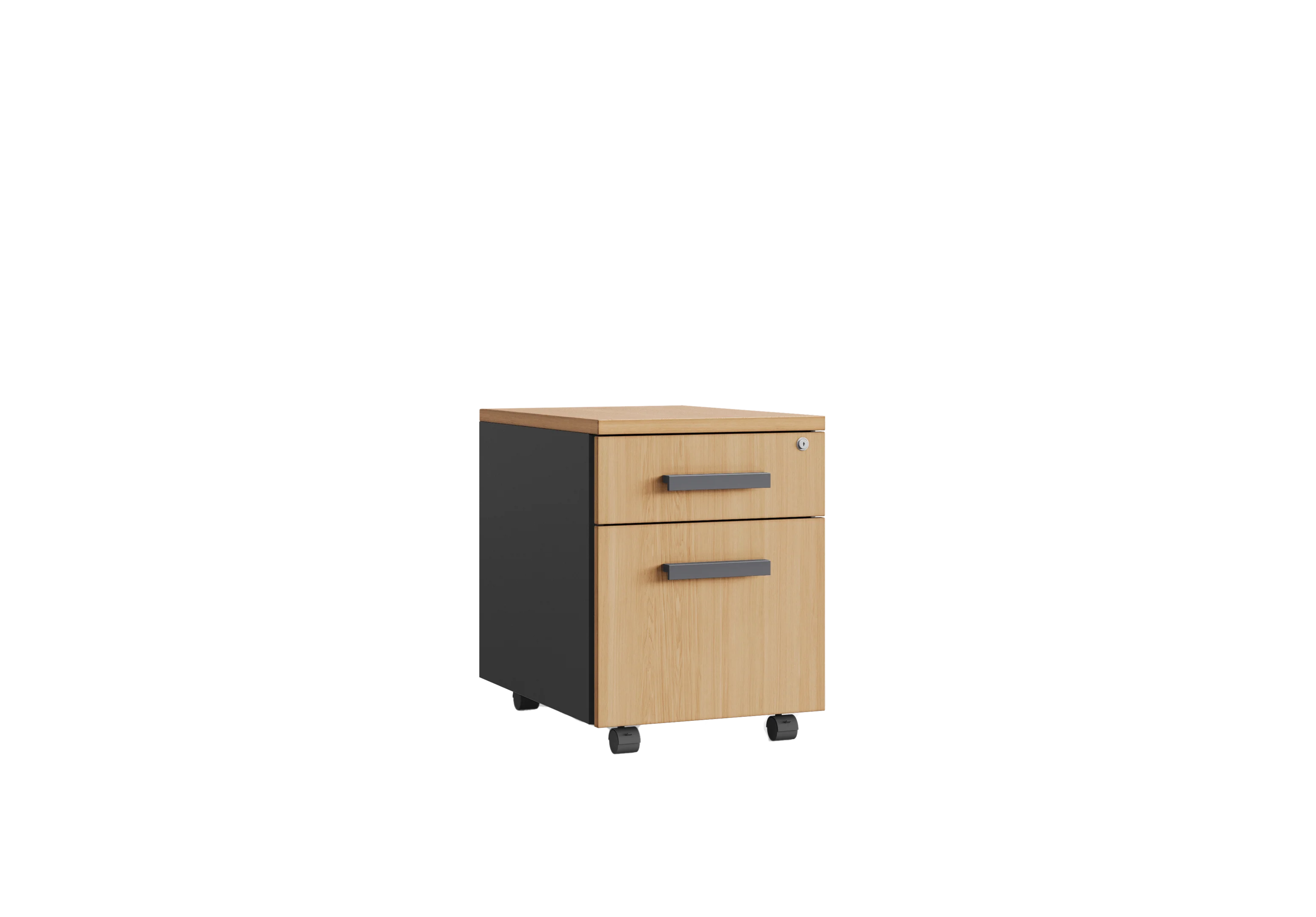 Тумба офисная PUMBA S2 (с ручками) RAL 7024, Гикори натуральный