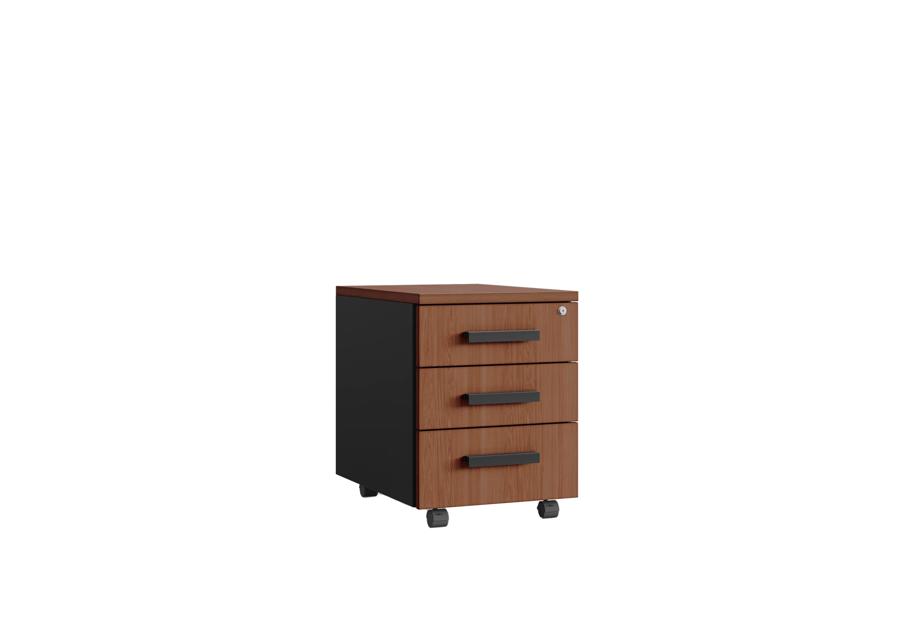 Тумба офисная PUMBA S3 (с ручками) RAL 9005, Орех Дижон натуральный