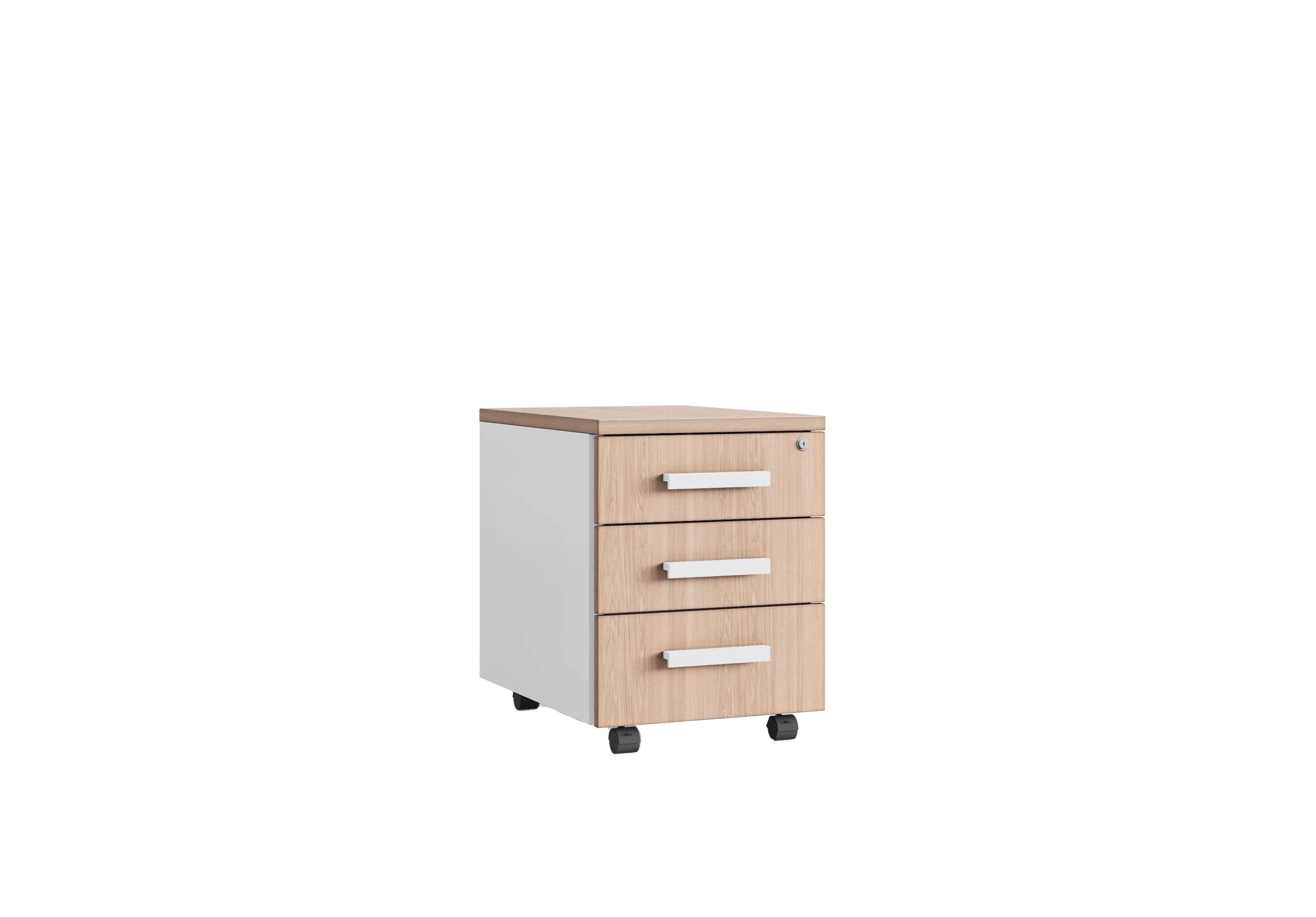 Тумба офисная PUMBA S3 (с ручками) RAL 9016, Акация Лэйклэнд