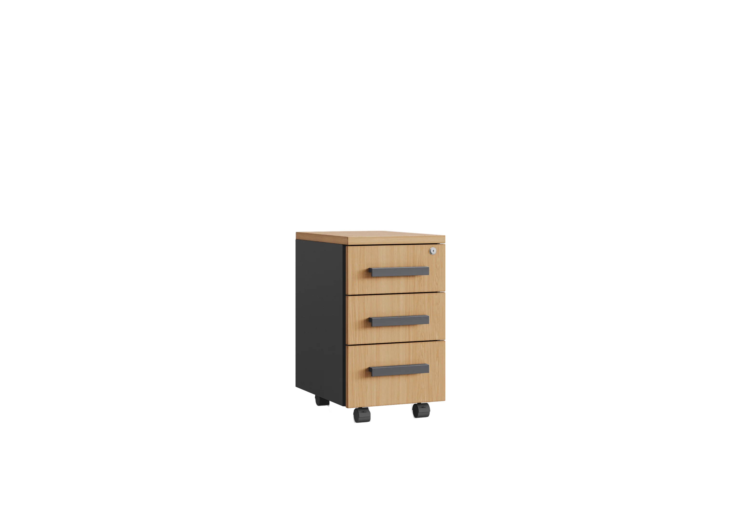 Тумба офисная TIMON  S3 (с ручками) RAL 7024, Гикори натуральный