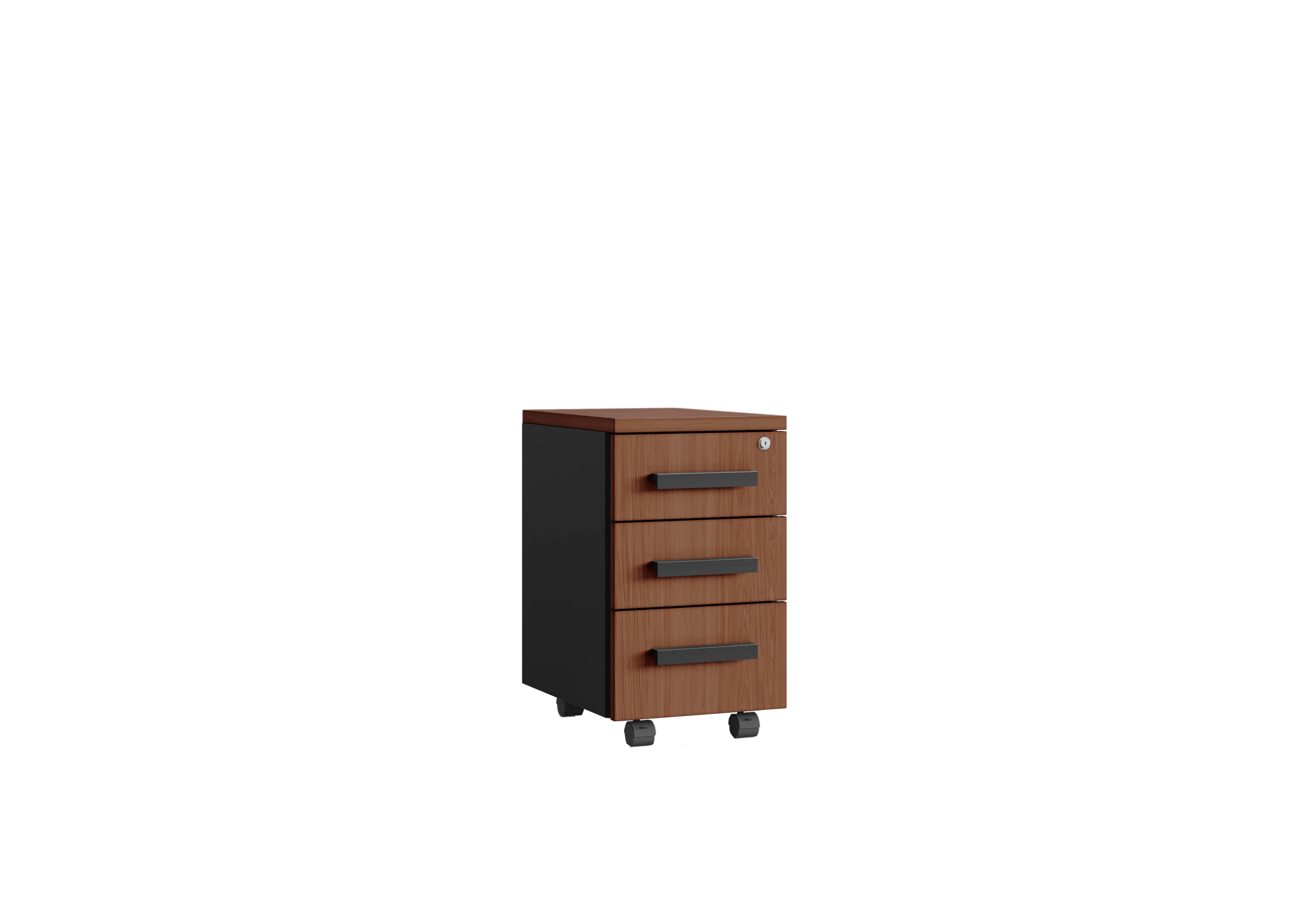Тумба офисная TIMON S3 (с ручками) RAL 9005, Орех Дижон натуральный