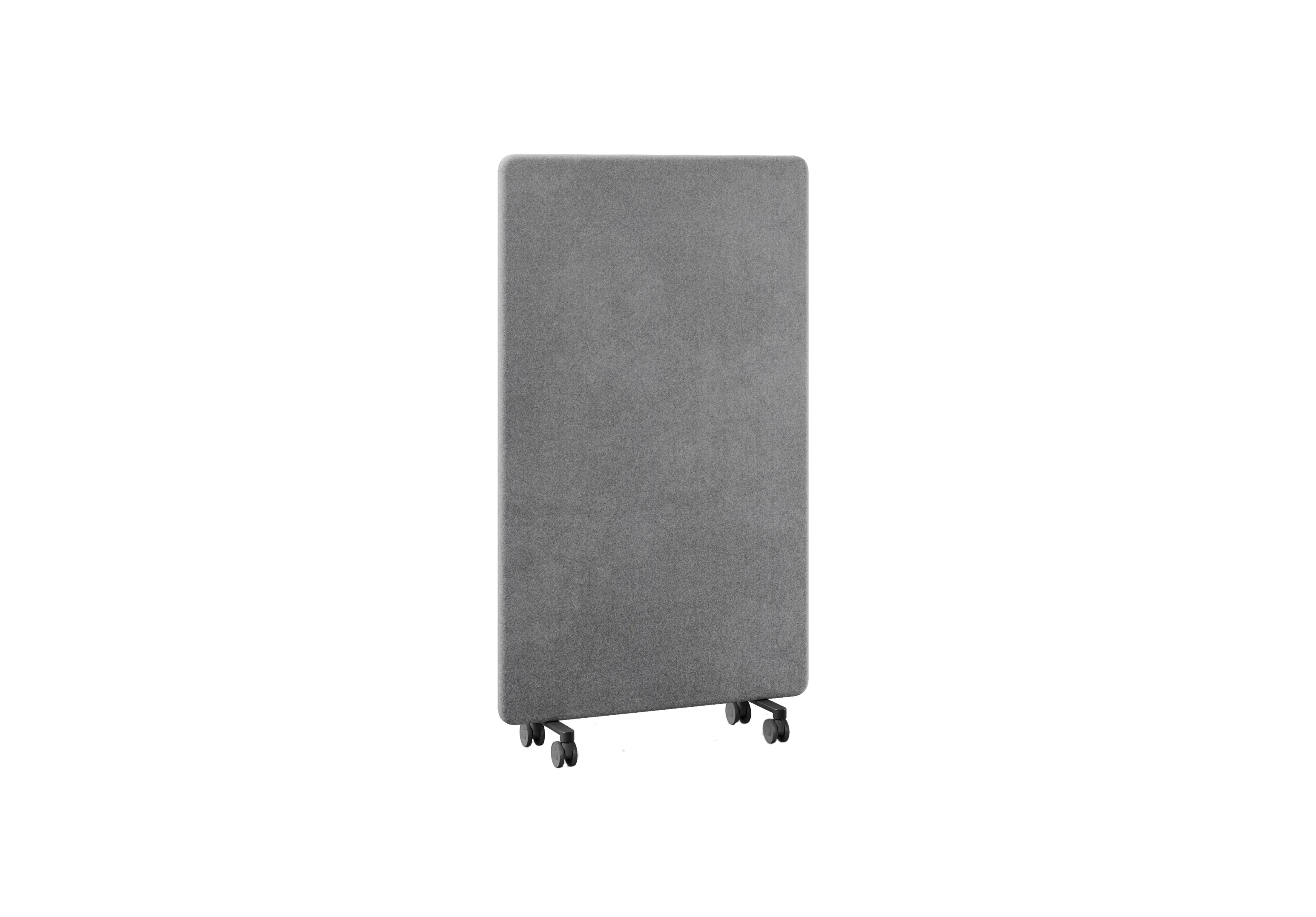 Панель 100х165 WALLY на колёсиках, 502-d001, RAL 9005 Муар Чёрный, Ткань шерсть серая