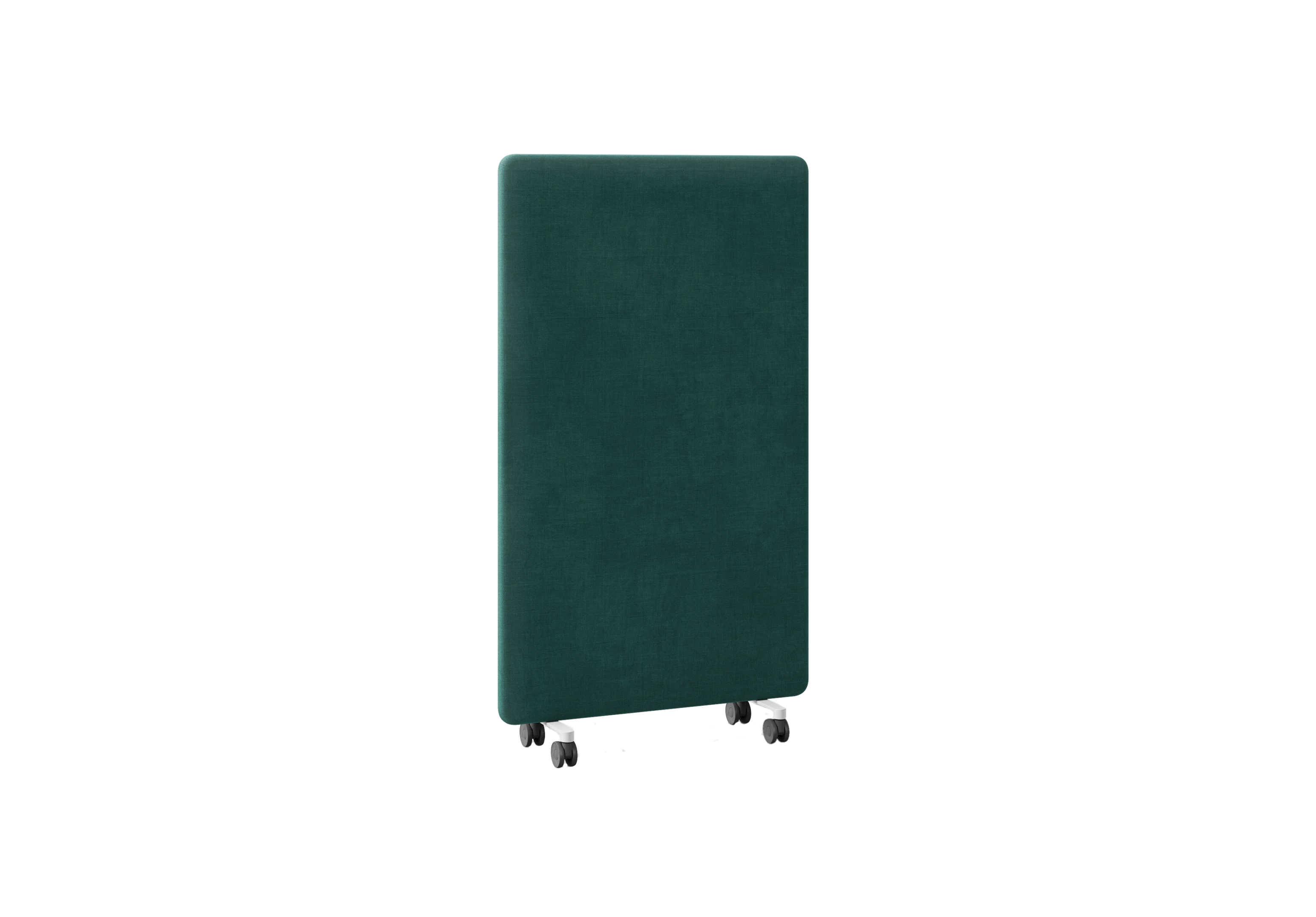 Панель 100х165 WALLY на колёсиках, 501-b012, RAL 9016 Белый, Ткань зелёная